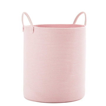Mojoscend Pink Hamper Laundry Basket For Baby Girls Nursery Hamper For Kids Woven Rope Clothes Basket For Little Girls Room Bedr