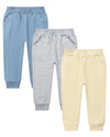 Gfqlong Toddler Boys 3 Pack Cotton Active Jogger Sweatpants,Kids Casual Athletic Solid Pocket Pull On Pants,Beige+ Grey+ Water B