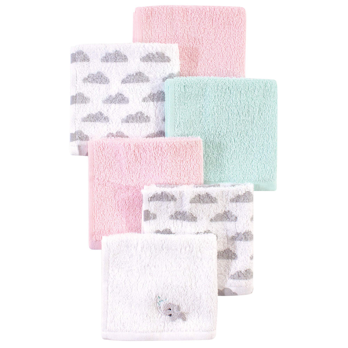 Luvable Friends Unisex Baby Super Soft Cotton Washcloths, Elephant Spray, One Size