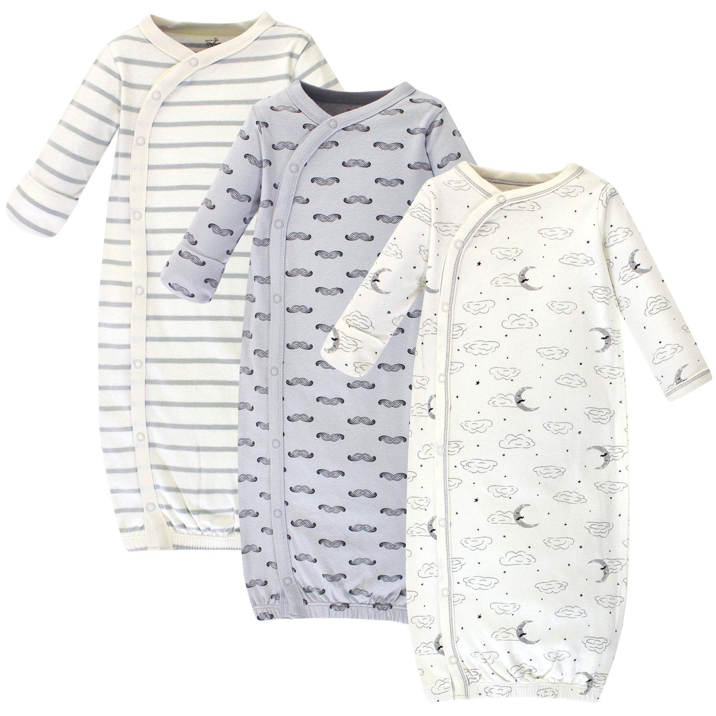 Touched By Nature Baby Organic Cotton Kimono Gowns, Mr. Moon, Preemie
