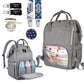 Dodo Babies Diaper Bag Backpack Set - Insulated & Waterproof Pockets - Plus Two Pacifier Clips, Binky Case & Stroller Straps (Bl