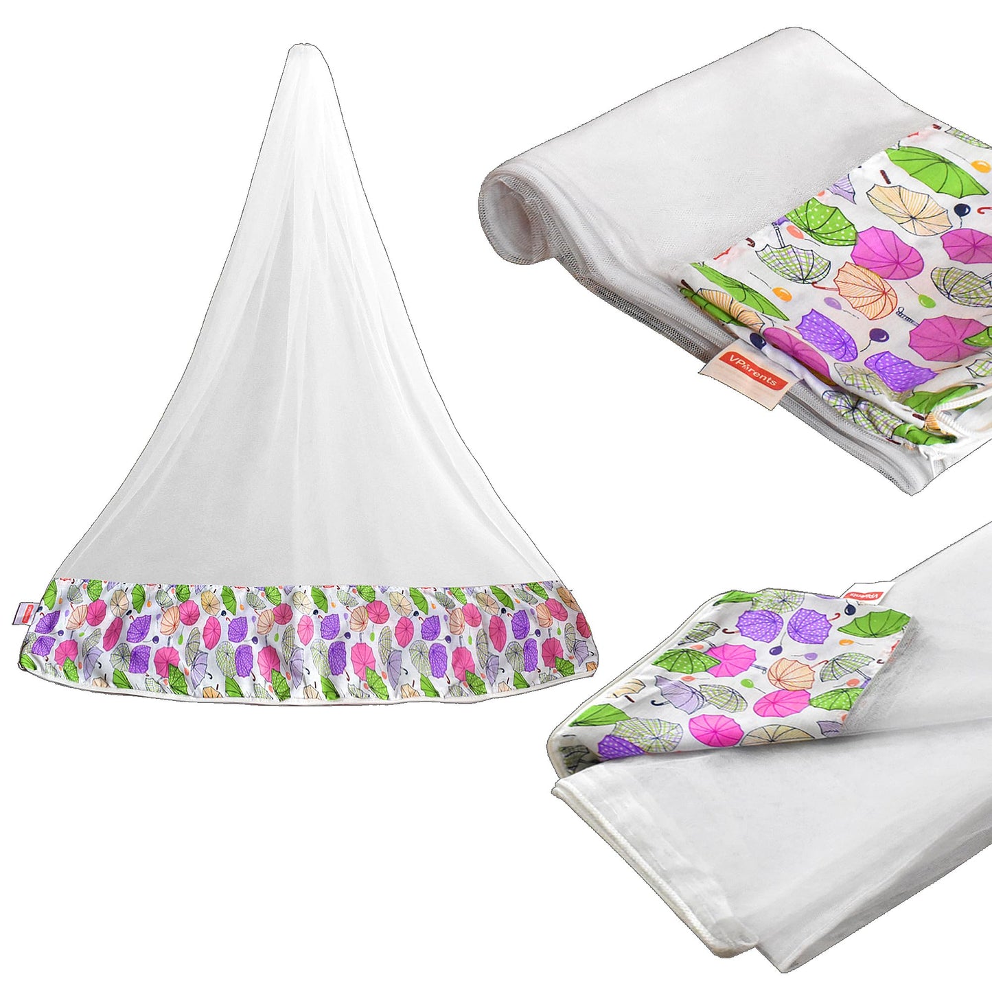 Vparents Mosquito Net For Baby Cradle Jhula Saree With Zip Opening At Bottom