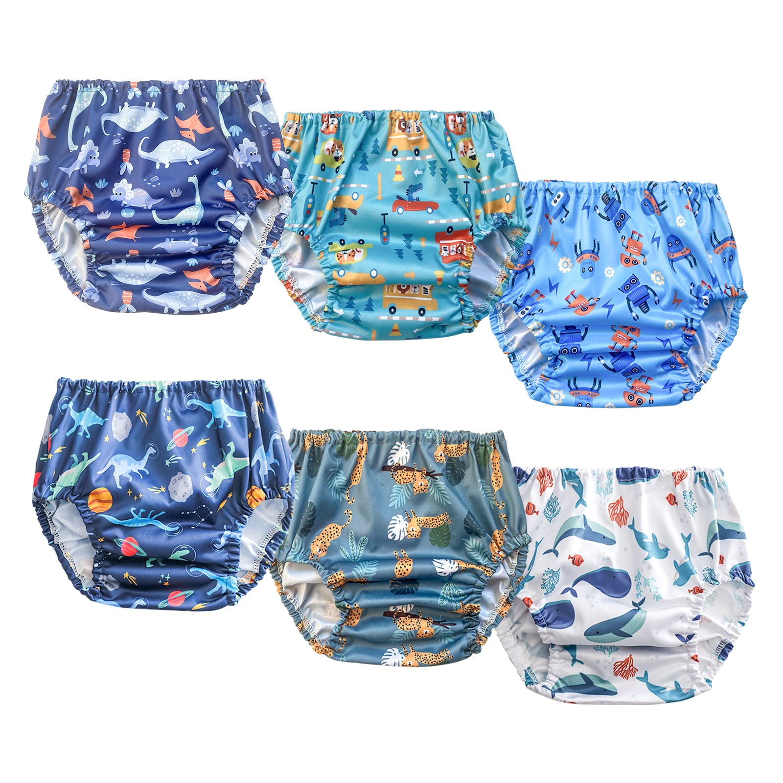 BISENKID 6 Packs Waterproof Potty Training Plastic Underwear Covers for Potty Training Pants and Good Elastic Rubber Pants for T