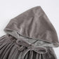 Knelor Kids Hooded Velvet Cloak Robe Halloween Cosutme Cape Fancy Cosplay Costumes 3 To 16 Years (M/Age 5-7, Gray)