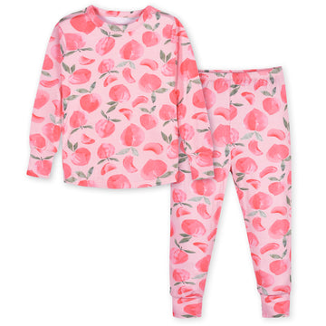 Gerber Unisex Baby Toddler Buttery Soft 2-Piece Snug Fit Pajamas With Viscose Made From Eucalyptus, Just Peachy, 12 Months