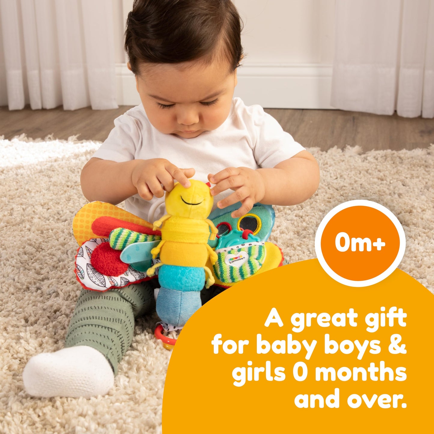 Lamaze Freddie the Firefly Clip On Car Seat and Stroller Toy - Soft Baby Hanging Toys - Baby Crinkle Toys with High Contrast Col
