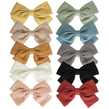 Baby Girl Hair Clips Bows Barrettes 10 Pack Fully Lined Alligator Clip 3.4 Inch Hair Accessories For Little Girls Toddler Kids C