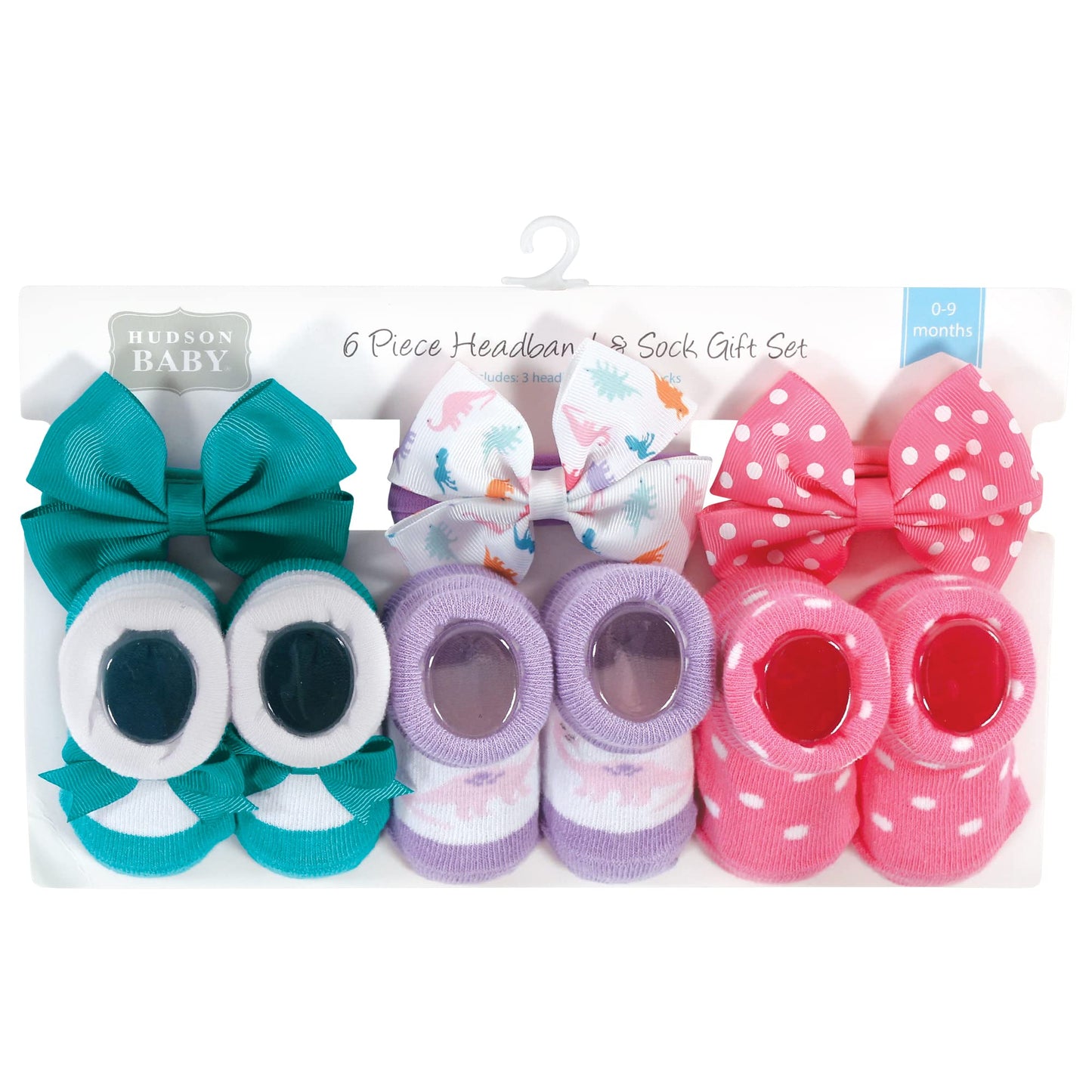 Hudson Baby Baby Girls' Headband And Socks Giftset, Dinosaurs, One Size