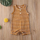 Iddolaka Newborn Summer Baby Boy Girl Romper Bodysuit Jumpsuit Playsuit One Piece Outfit Clothes (A-Brown Stripes, 12-18 Months)