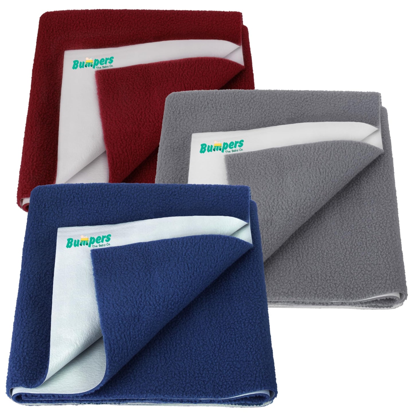 Bumpers AntiPiling Quick Dry & Absorbent Sheet Polycotton Baby Bed Protecting Waterproof Mat (Dark Blue, Grey, Maroon, Small (7