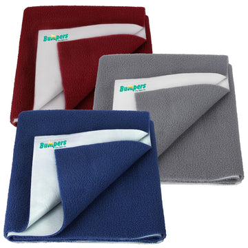 Bumpers AntiPiling Quick Dry & Absorbent Sheet Polycotton Baby Bed Protecting Waterproof Mat (Dark Blue, Grey, Maroon, Small (7