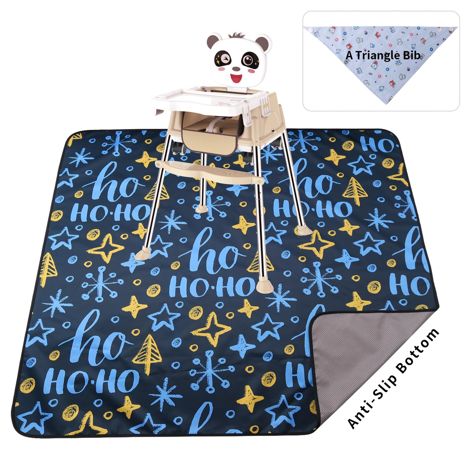 ChicMoments 59 Babies Highchair Splat Mat, Toddlers Christmas Non-Slip Floor Mat, Splash Spill Mess Mat for Drawing & Painti