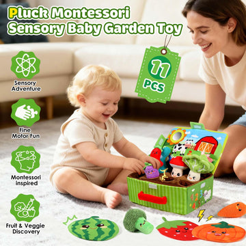 FREYBLI Baby Toys 6-12 Months - Soft Vegetable Garden Plant Plush Toy - 6 Month Old Developmental Toys Gifts, Montessori Sensory