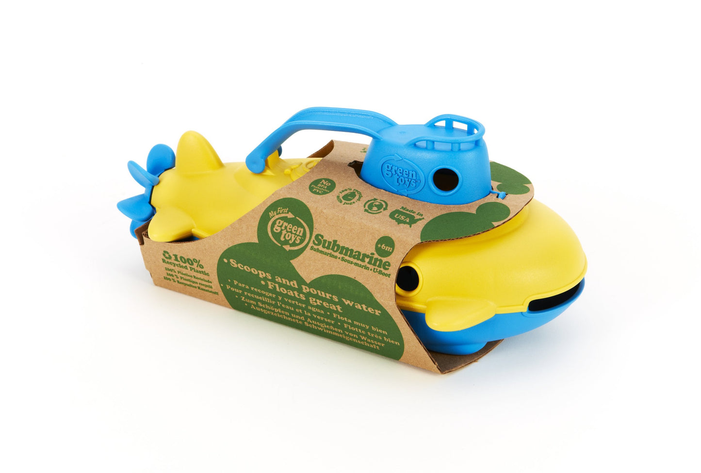Green Toys Submarine - BPA, Phthalate Free Blue Watercraft with Spinning Rear Propeller Made from Recycled Materials. Safe Toys