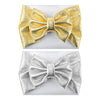 Yanjie Metallic Gold And Silver 5' Baby Large Messy Bows Headwrap Stretch Bronzing Top Knot Turban Headband Hair Band 2Pcs/Pack