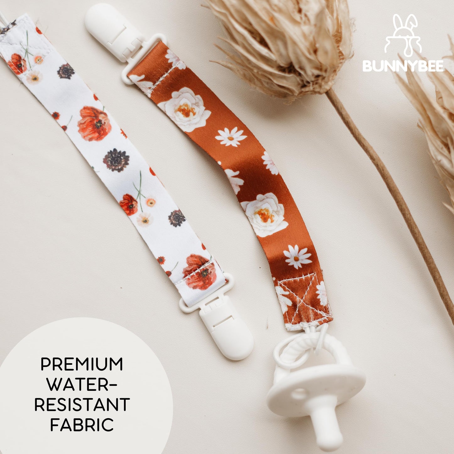 Bunnybee Neutral Pacifier Clip Set, 6 Pack Pacifier Holder Clip For Boys And Girls, Stylish And Practical Baby Binky Teethers, B