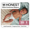 The Honest Company Comfort Dry Disposable Daytime Diapers for Sensitive Skin, Up to 100% Leakproof, Hypoallergenic, Fragrance Fr