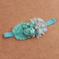 Nishine Baby Christening Headband Toddler Girls Fabric Flower Headband Tiara Stretchy Elastic In Pairs (Child, White/Mint)