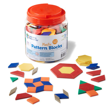 Learning Resources Plastic Pattern Blocks - Set of 250, Ages 3+, Shape Games for Preschoolers, Homeschool Supplies, Shape Manipu