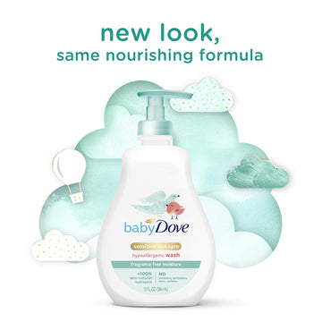 Baby Dove Sensitive Skin Care Baby Wash For Baby Bath Time Fragrance Free Moisture Fragrance Free And Hypoallergenic, Washes Awa