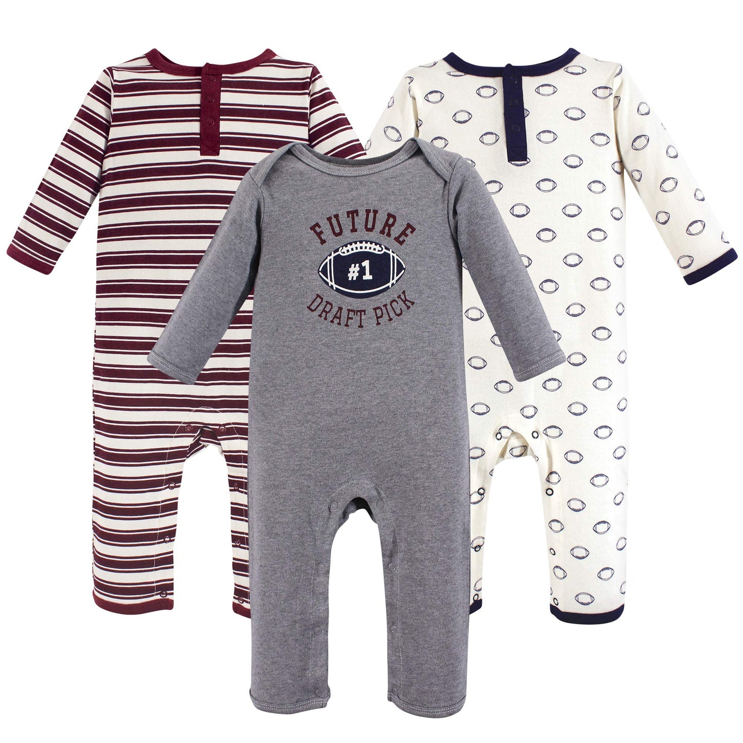 Hudson Baby Baby Girls Cotton Coveralls Layette Set, Football, 0-3 Months Us