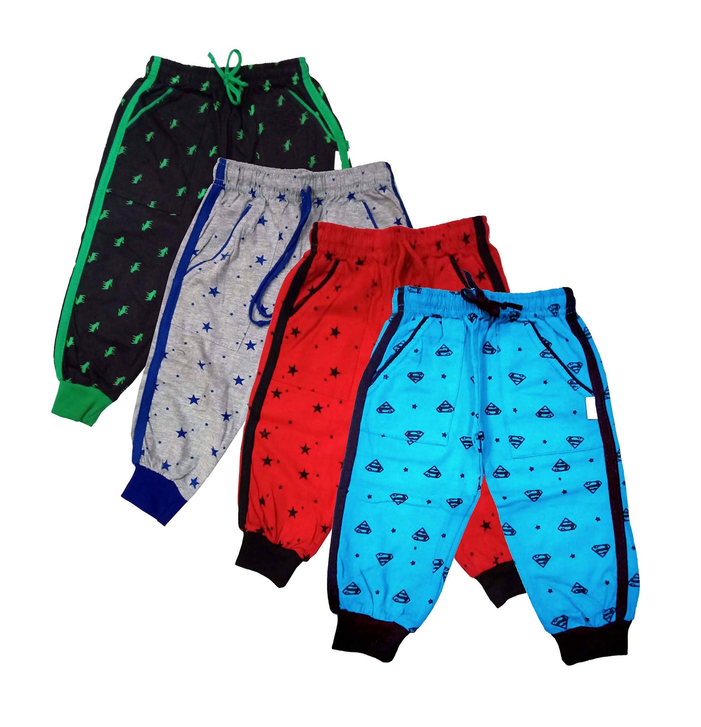 LOVO Girls and Boys Cotton Printed Payjama Lowers (Multicolor, 23 Years) Set of 4