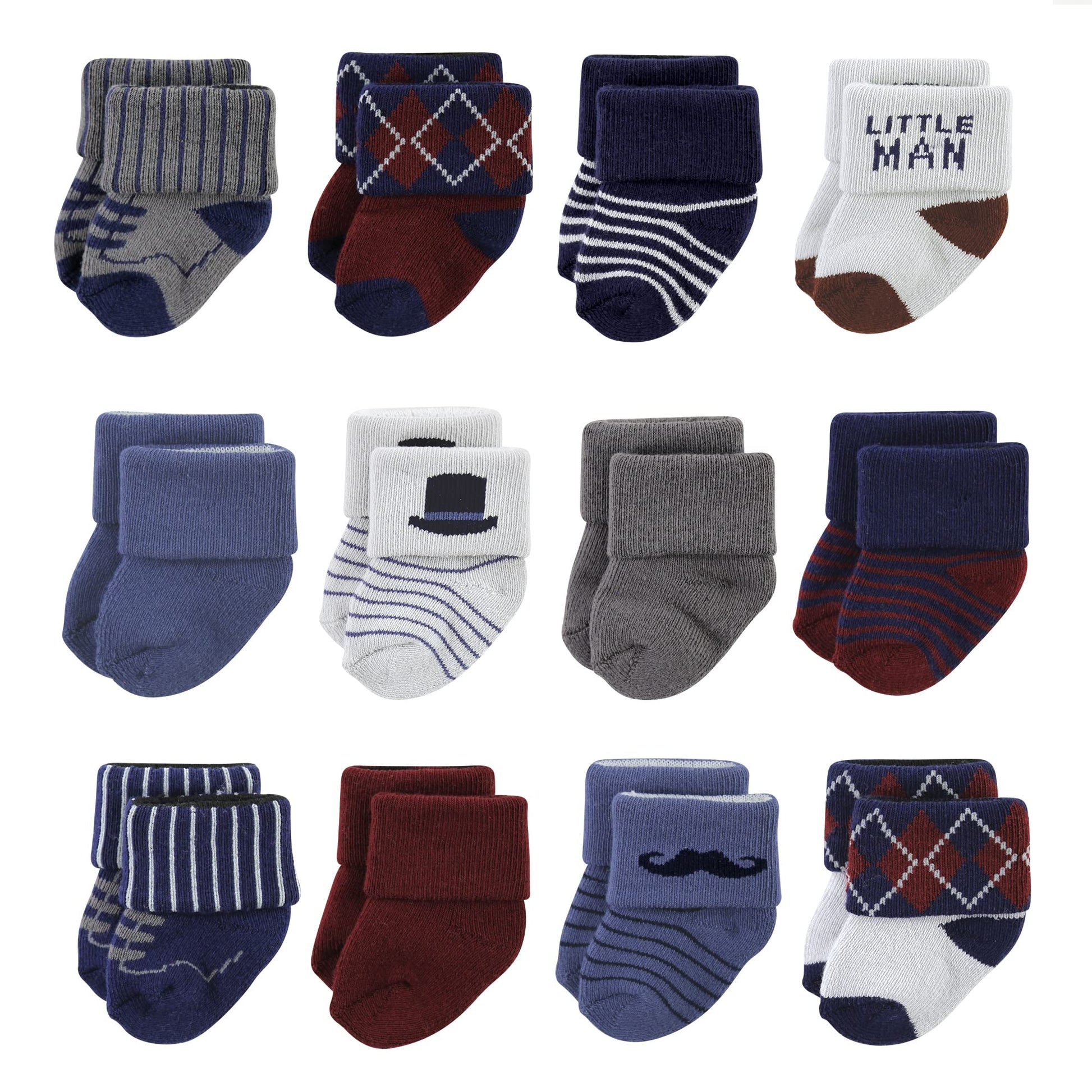 Hudson Baby Unisex Baby Cotton Rich Newborn And Terry Socks, Gentleman, 6-12 Months
