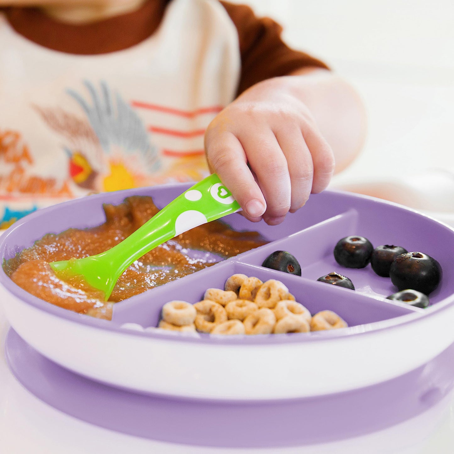 Munchkin Stay Put Suction Plates For Baby And Toddler, 3 Divided Sections , Pink/Purple