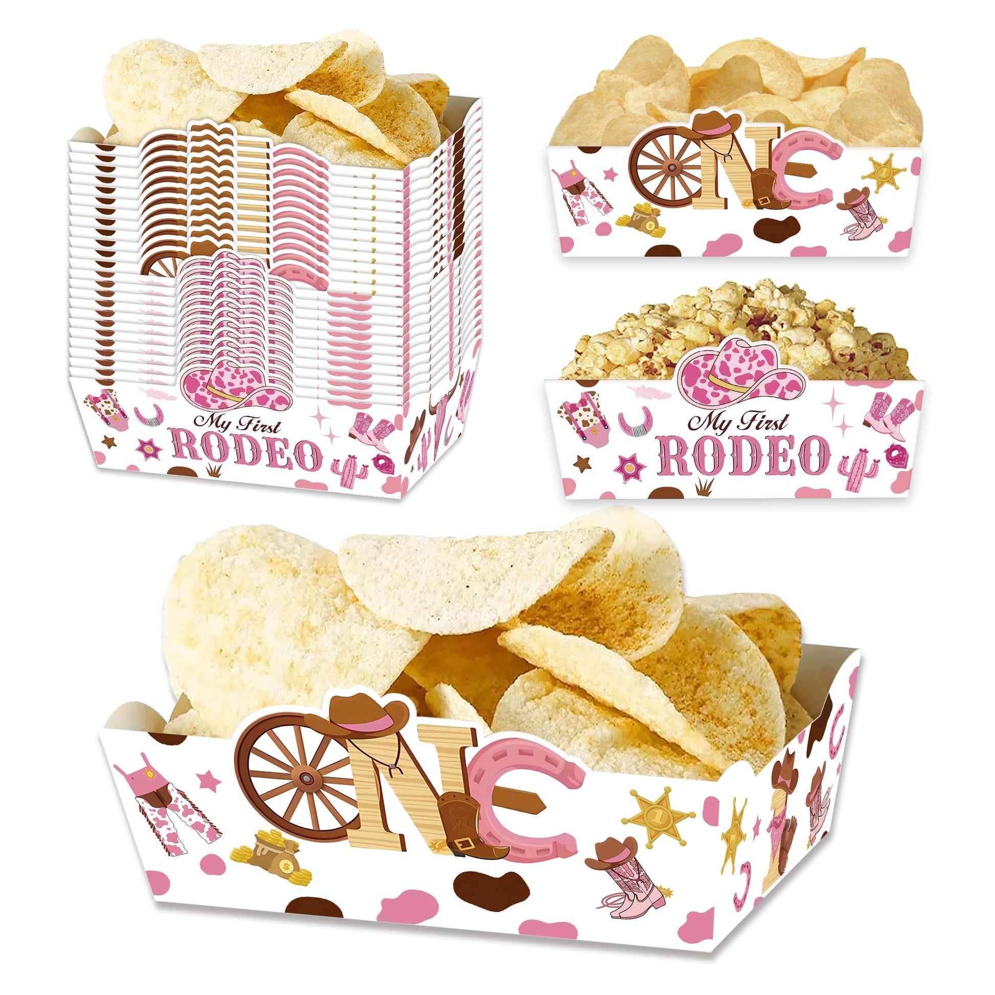 24 Count Cowgirl Themed Food Trays for Girls Western 1st Birthday Party Decorations My First Rodeo Food Trays Cowgirl Birthday P