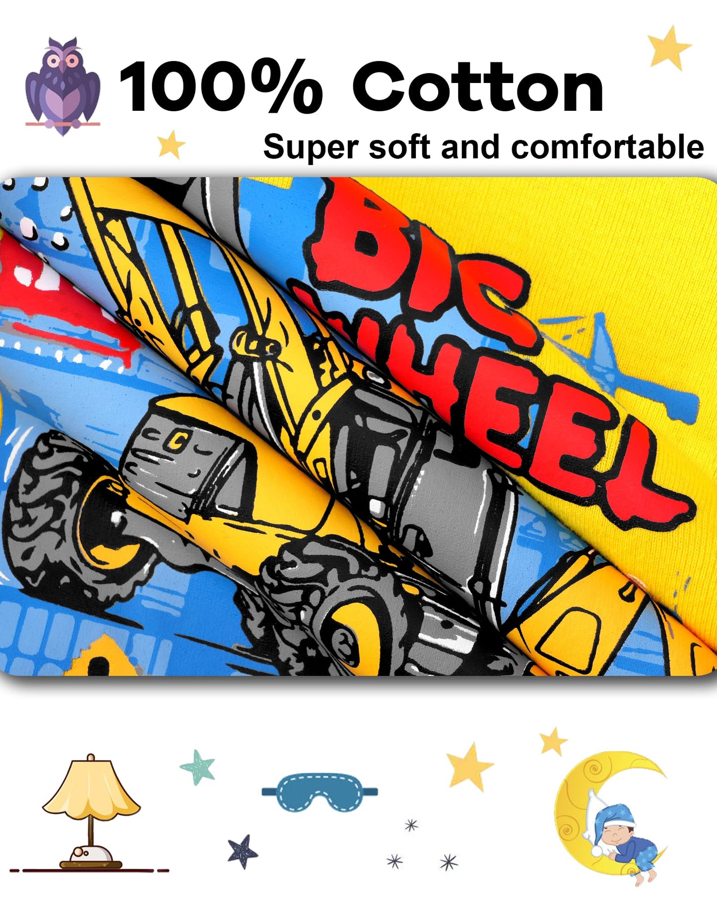Daughter Queen Boys Pajamas 18-24 Months Summer Pjs Excavator Pj Sets Baby Toddler Construction Short Sleeve Jammies Bulldozer S