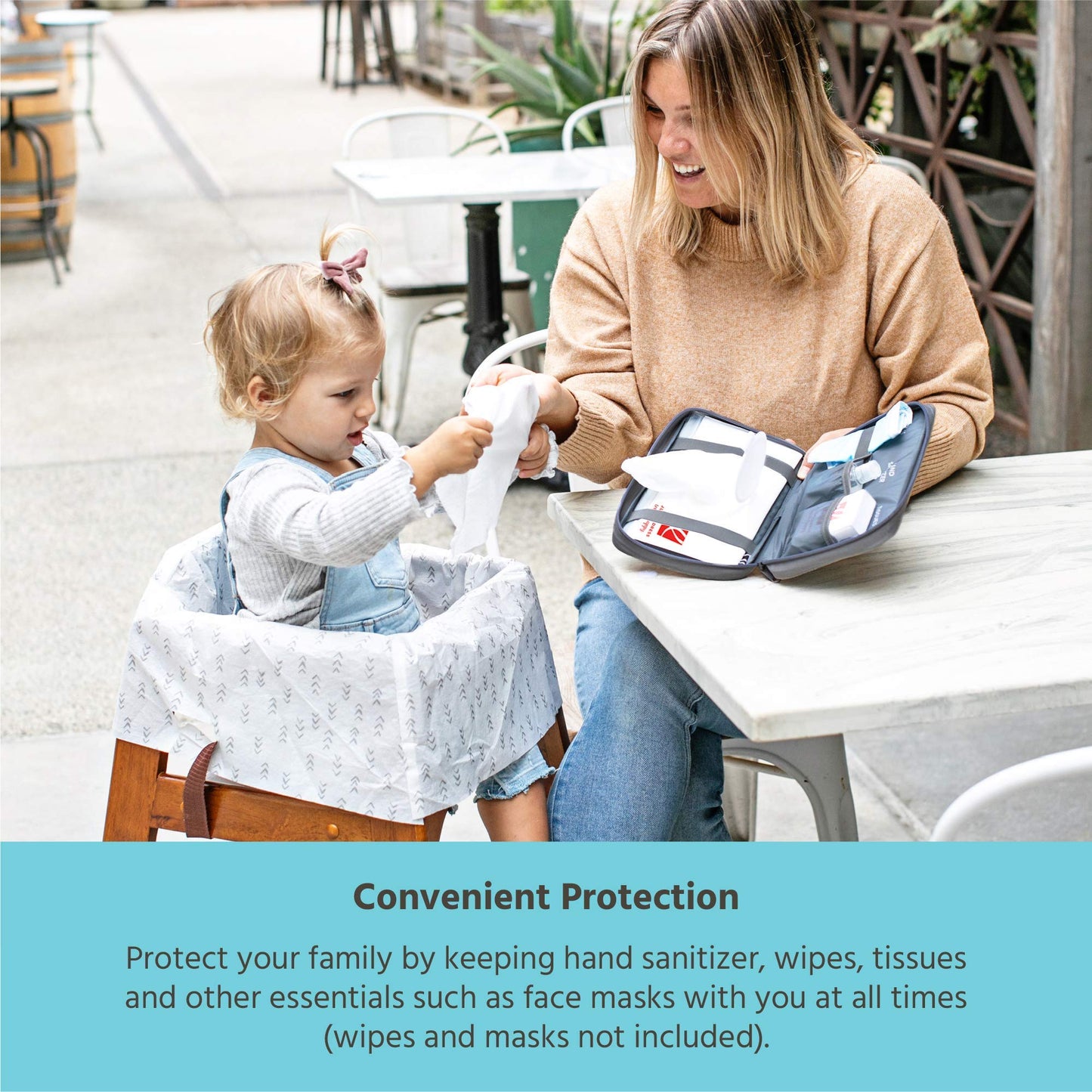 J.L. Childress Healthy Habits On-The-Go Clutch With Baby Wipes Case, Hand Sanitizer, Travel Tissues - Organize And Carry Ppe - B