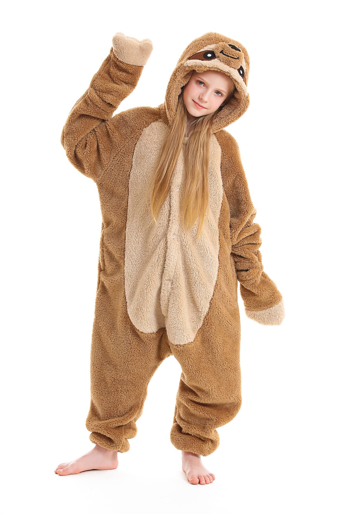 Atoz Onesie For Kids, Animal Pajamas Halloween Cosplay Costume For Girls Boys, Sloth 4-5T