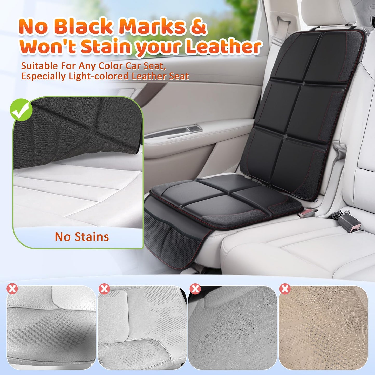 Gimars Car Seat Protector, 2 Pack, Waterproof 600D Fabric Carseat Protector Car Seat Cover For Child Car Seat With Nonslip Backi