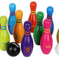 TOWO Wooden Skittles for Children - Wooden Skittle Set with Animal Faces and Numbers - 10 Pin Bowling Set for Kids Garden Toys-