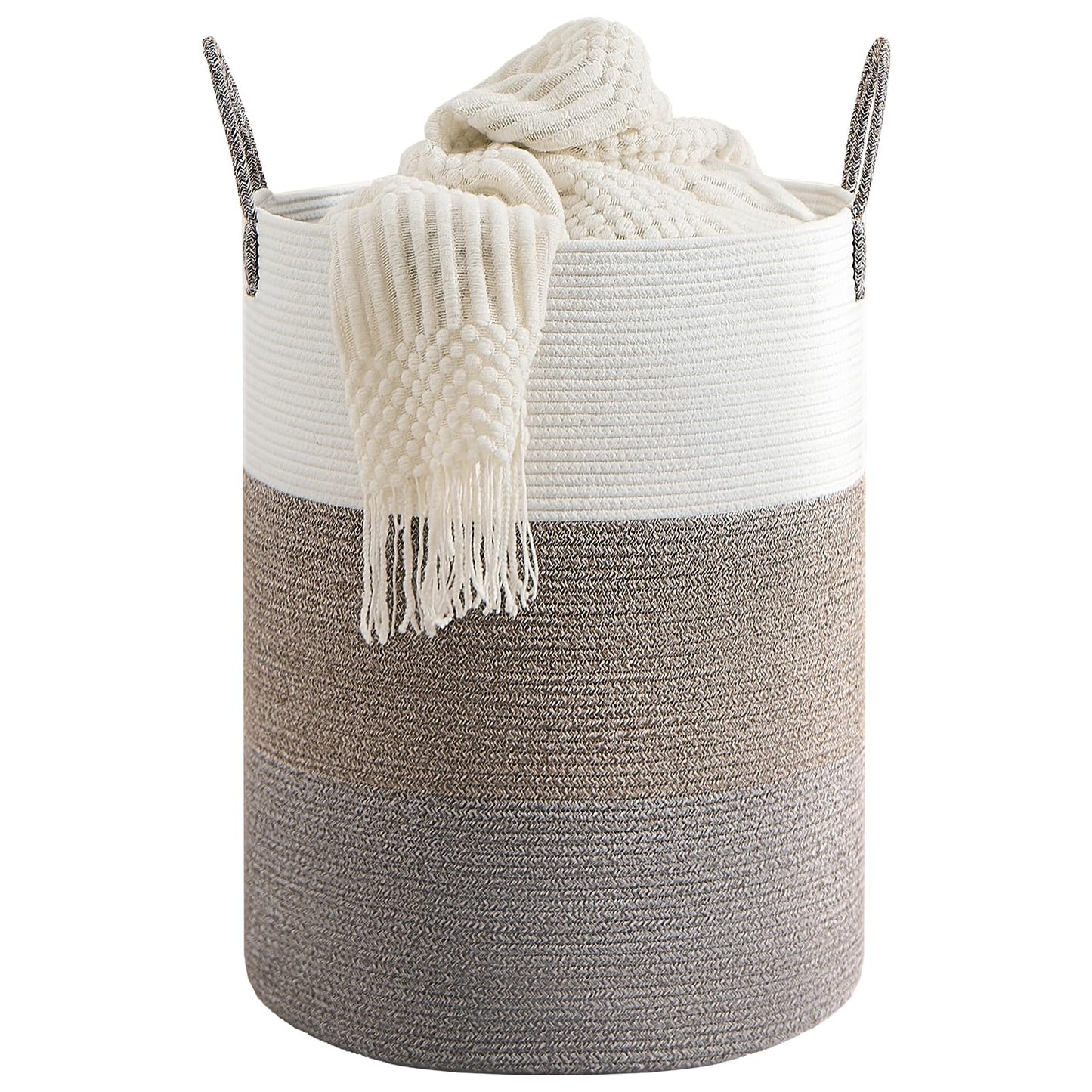 CLHMILY&Z 100L Laundry Basket Round Storage Rope Basket - 18.1x24 Inches - Laundry Hamper in Bedreoom and Mutil Storage Bin for 