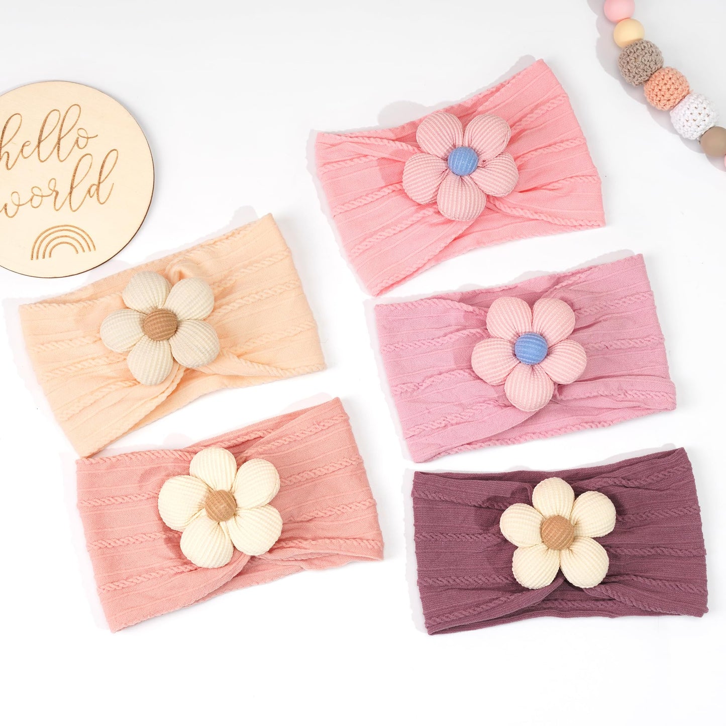 C  Llot 5 Pcs Baby Flower Headbands Baby Girls Nylon Headbands Soft Hairbands Hair Accessories For Newborn Infant Toddler Kids(P