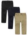 The Children'S Place Baby Boys' And Toddler Stretch Skinny Chino Pants, Flax/New Navy/Black 3-Pack, 12-18 Months