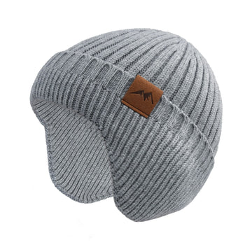 Poximi Baby Boy Winter Hat Toddler Warm Beanie Girl Knit Hats With Earflap Kid Cute Earmuffs (Grey, 3-8Years)