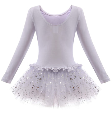 Dancina Leotard Sparkle Tutu Dress Long Sleeve Lovely Girls Princess 2T White