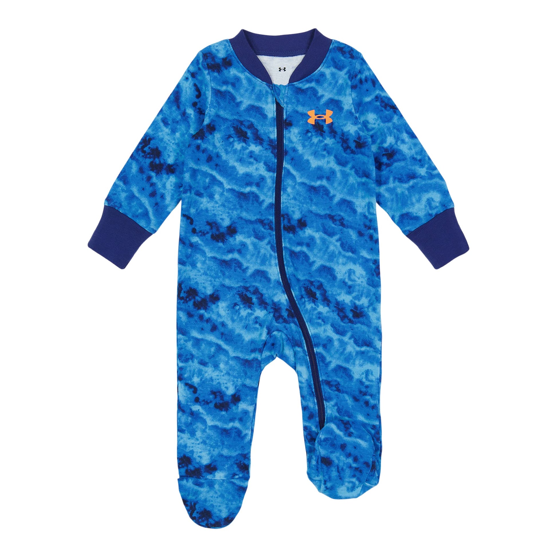 Under Armour Baby Boys Footie, Zip-Up Closure, Logo & Printed Designs Coverall, Midnight Navy Tie Dye, 0-3 Months Us