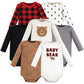 Hudson Baby Unisex Baby Cotton Long-Sleeve Bodysuits, Brown Bear 7-Pack, Newborn