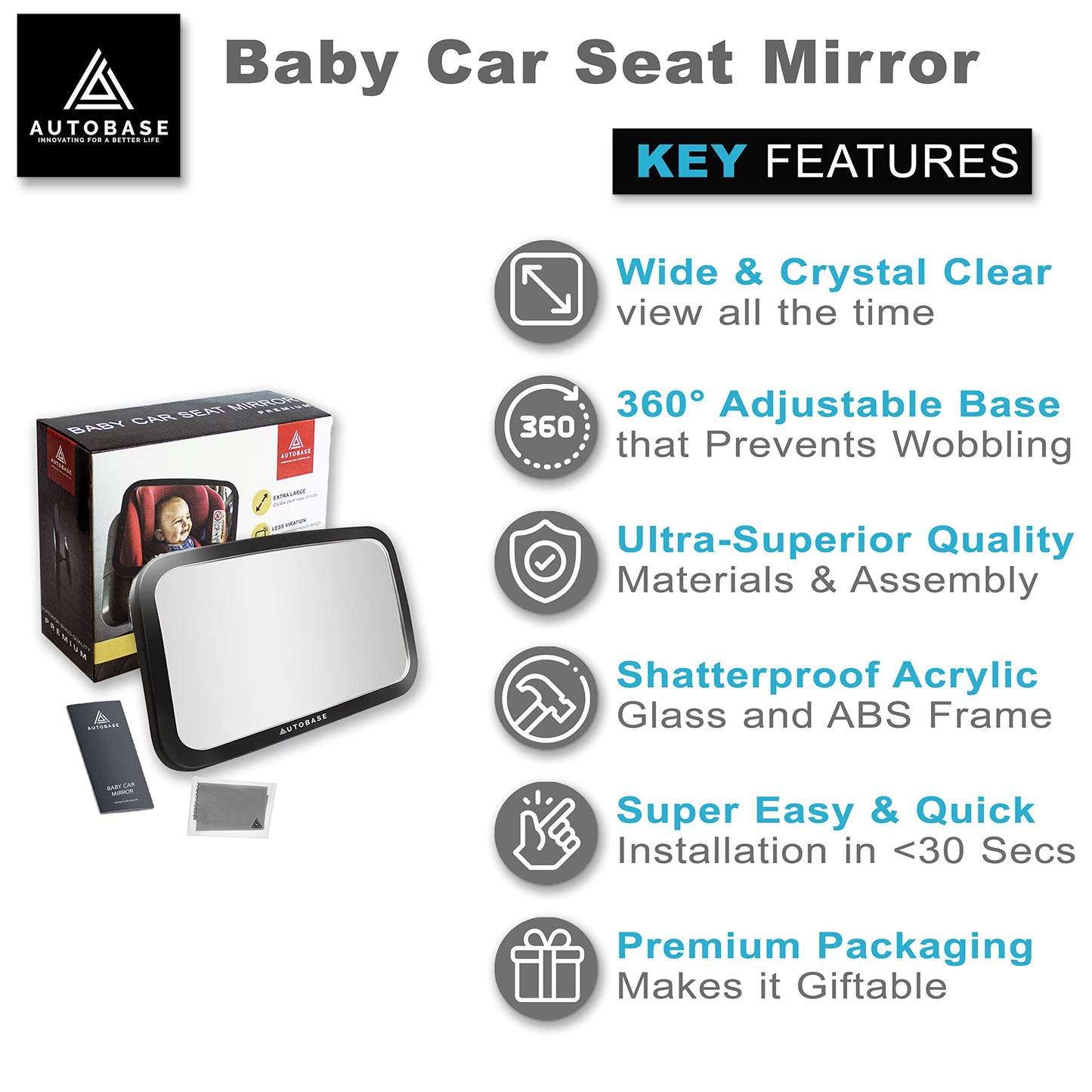 Autobase Car Seat Protector For Child Car Seat | Largest And Thickest Waterproof Backseat Protector For Kids And Pets | Heavy-Du