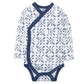 Honestbaby 3-Pack Organic Cotton Long Sleeve Side-Snap Kimono Bodysuits, Compass Blue, Newborn