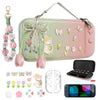 VirgoCCY Cute Travel Carrying Case for Switch 2 2025 with Silicone j-con Covers, Thumb Grip Caps, Screen Protector, Flower Strap