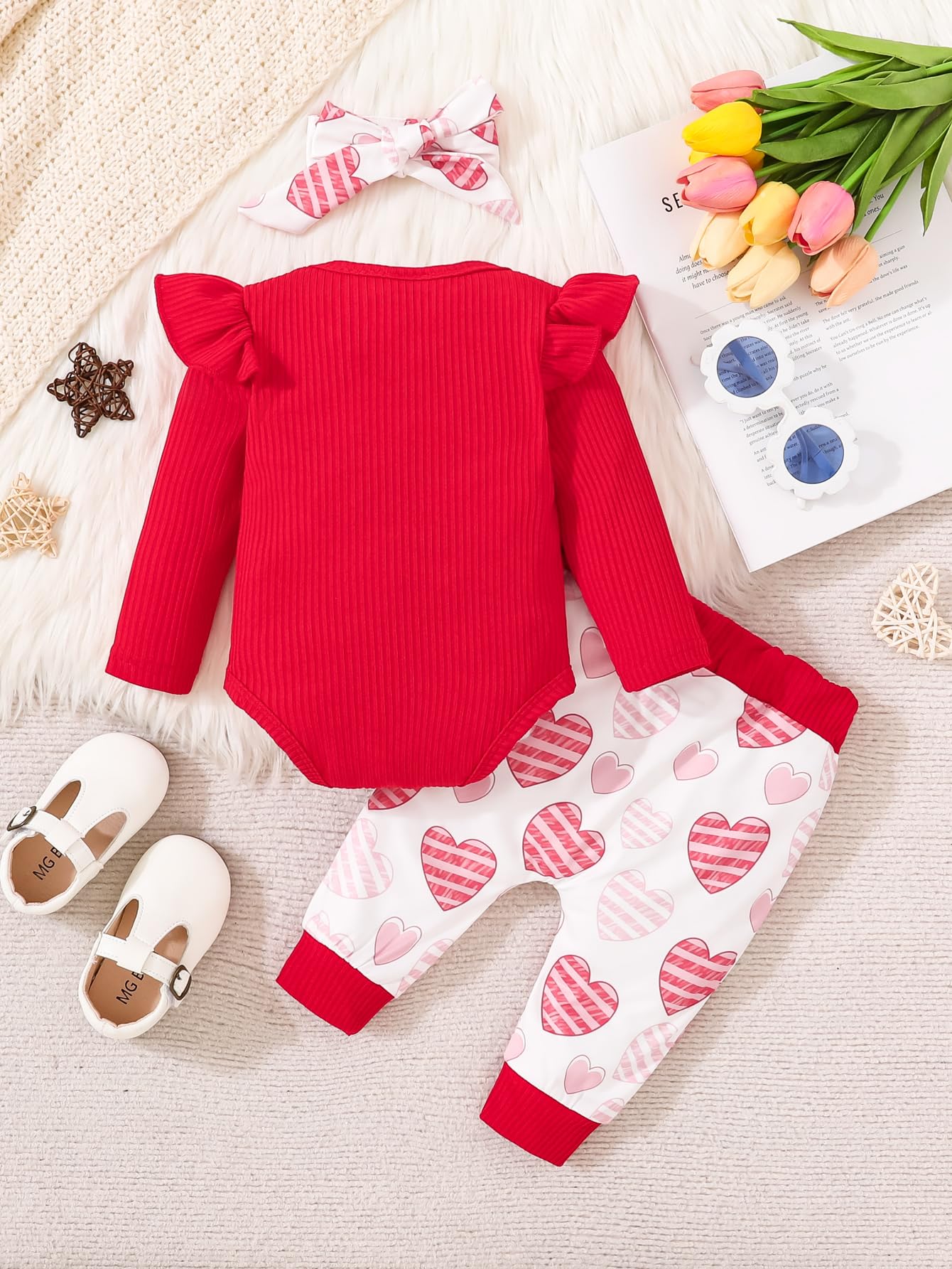 12-Month Valentine'S Outfiys My 1St Valentine'S Day Outfit Toddler Girl Clothes Baby Romper 12 Months Red Headband