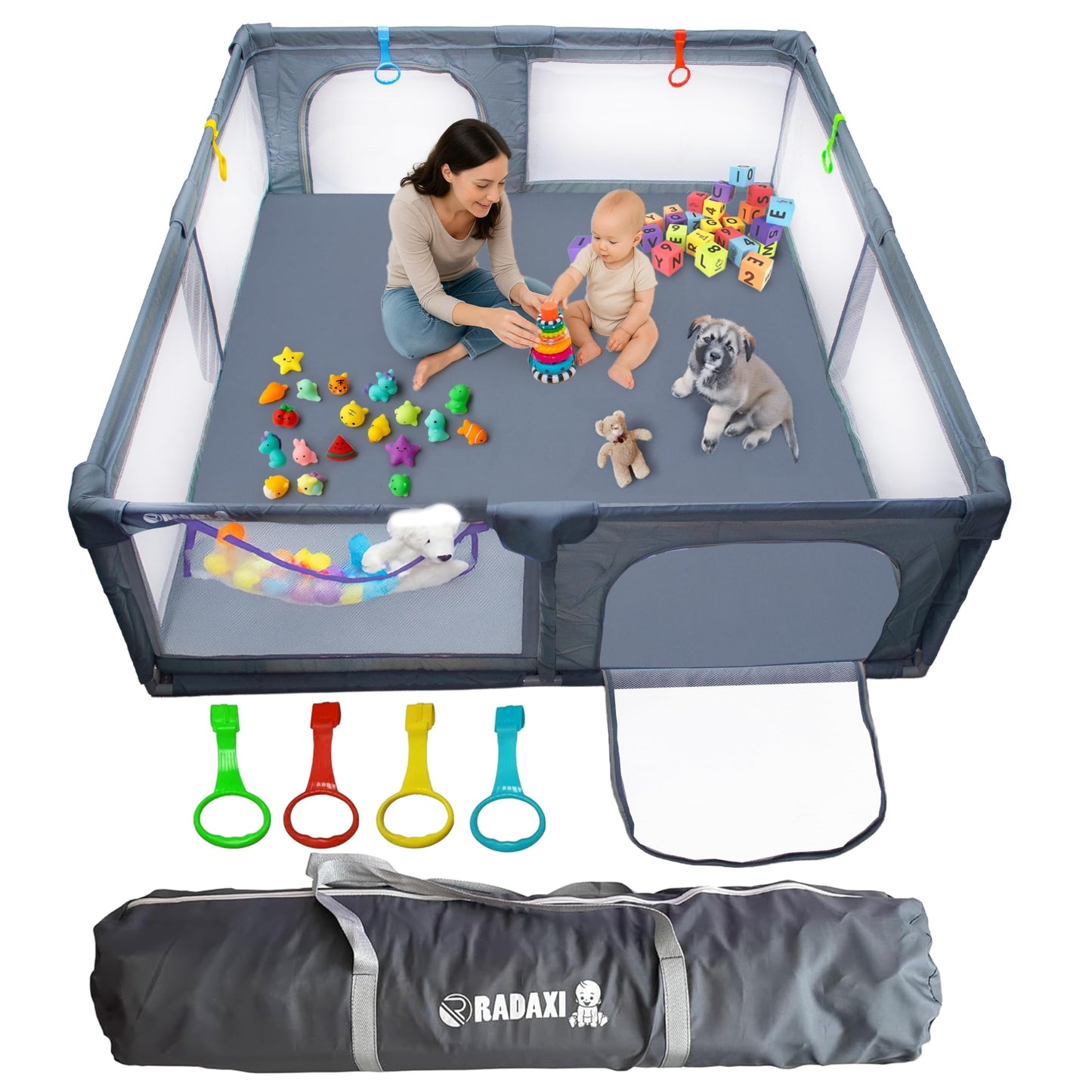 Baby Playpen with Mat 79x71 Inch Large Playpen for Babies and Toddlers Playard with Zipper Gate Safety Fence Play Pen with Soft 