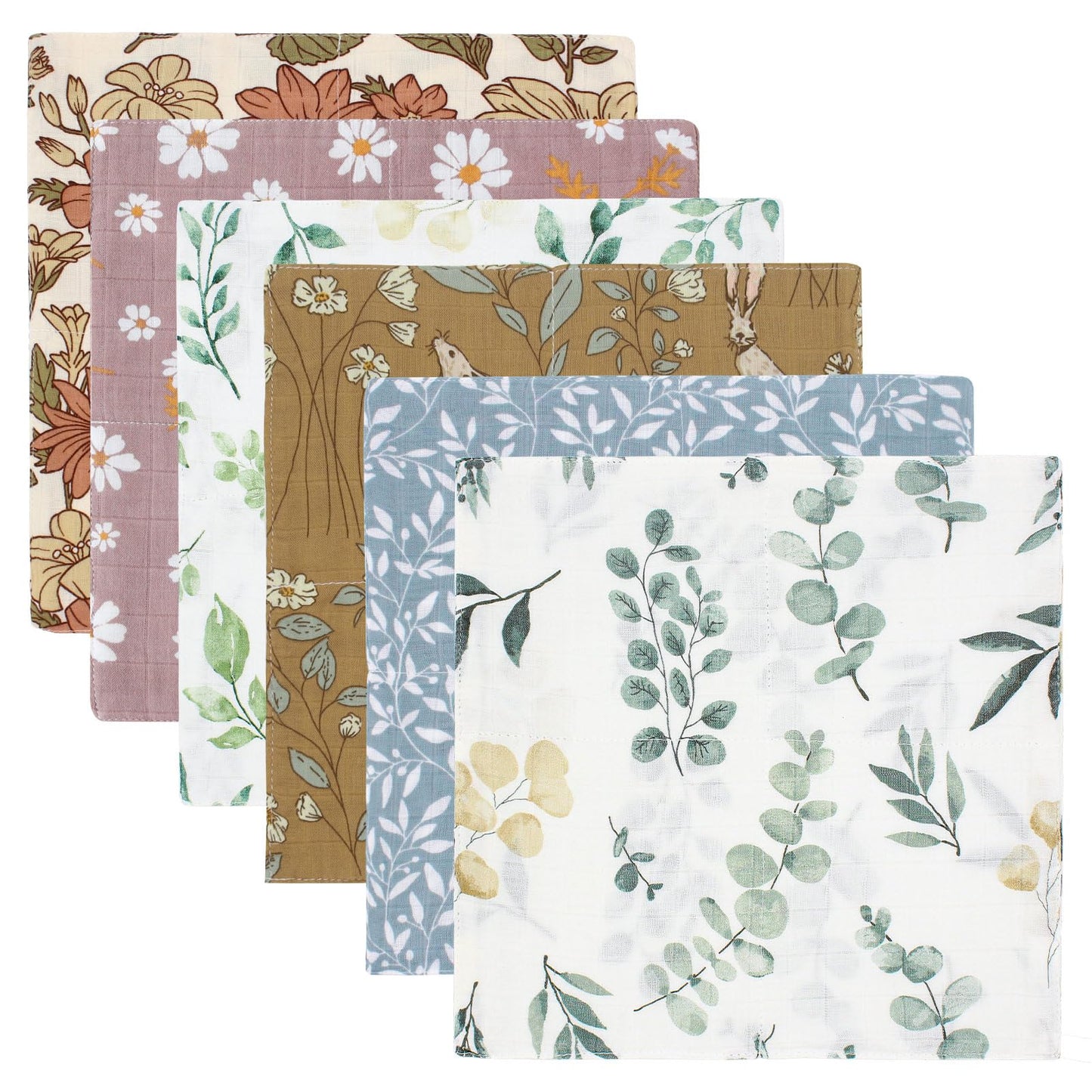 LifeTree Baby Muslin Washcloths, Soft 6 Pack Baby Wash Cloths Unisex for Boys Girls, 70% Viscose from Bamboo and 30% Cotton Bath