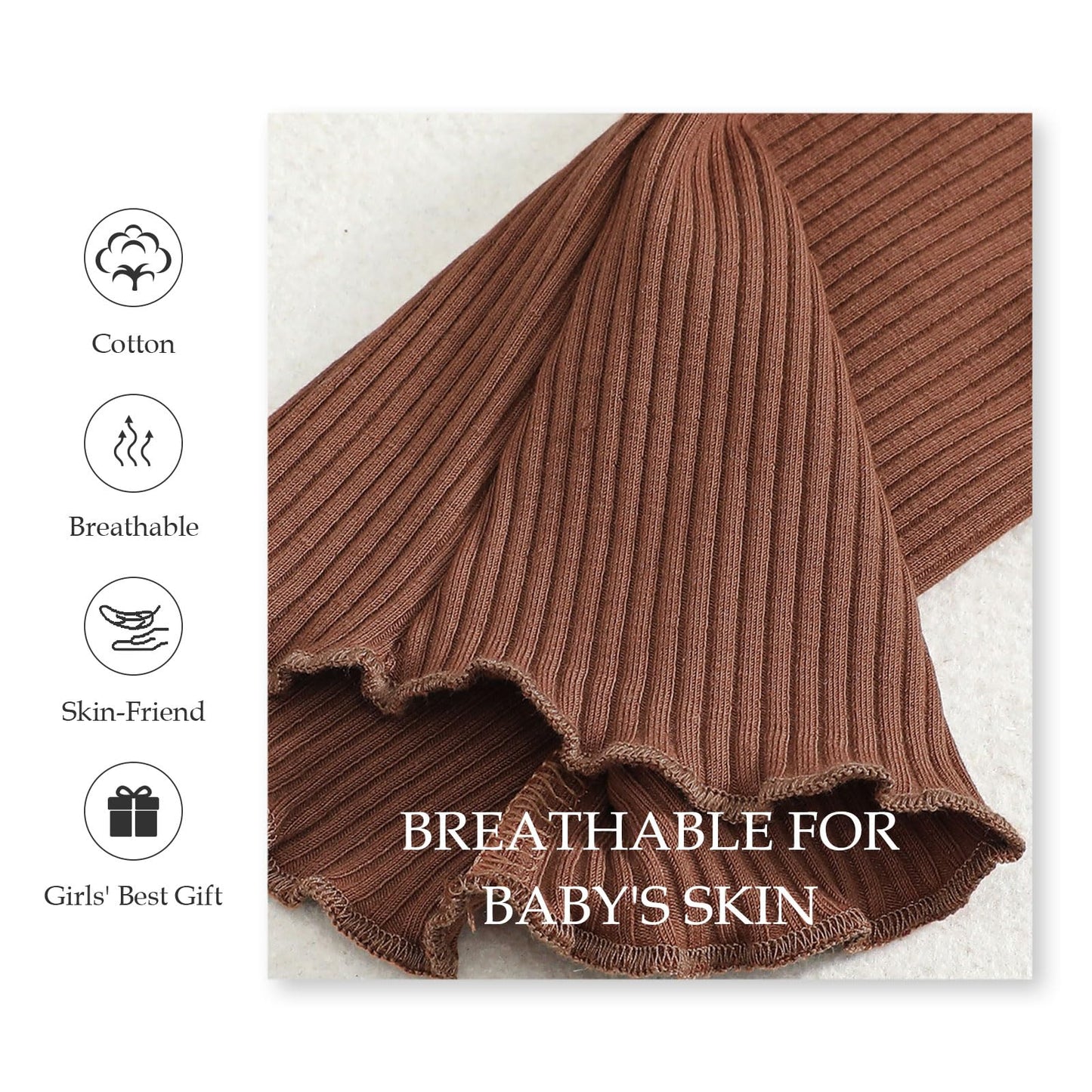 Sobowo Toddler Baby Girl Flare Pants 3 Pack Solid Ribbed Ruffle Bell Bottoms Pants Fall Outfits(Black/Caramel/Gray, 2-3T)