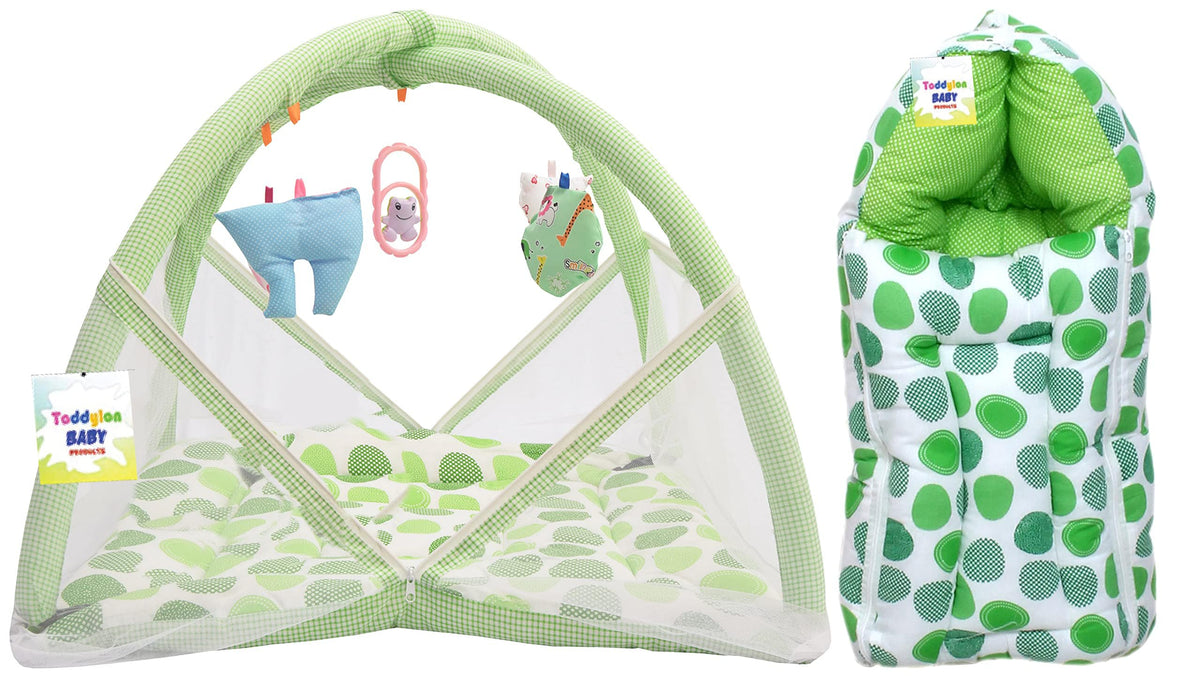 Toddylon Baby Bed New Born Baby Bedding Set Mattress | Carry Bag | Mosquito Net | Cotton | Baby Bed | Infants | Essentials (06 
