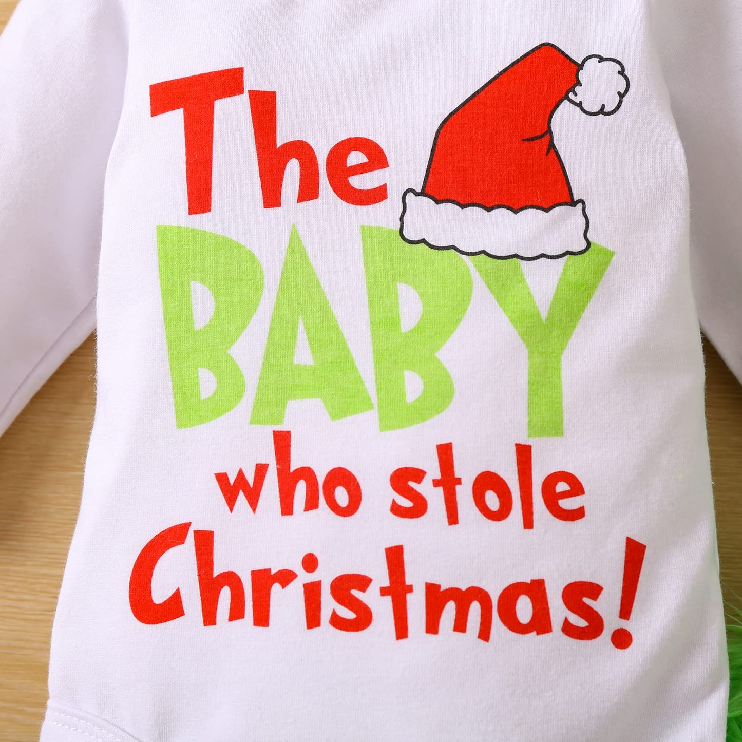 Visgogo Infant Baby Christmas Jumpsuit Set Letter Print Long Sleeve Romper Green Suspender Costume Pants (Green, 0-6 Months)